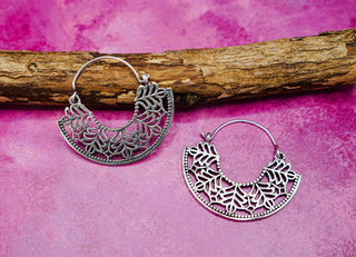 Mini Boho Silver Mandala Flower Earrings; Ethnic, Geometric, Small, Rustic, Yoga, Hippie, Gypsy, Pretty, Ssy, Boho, Bohemian, Festival