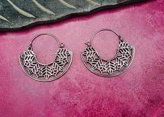 Mini Boho Silver Mandala Flower Earrings; Ethnic, Geometric, Small, Rustic, Yoga, Hippie, Gypsy, Pretty, Ssy, Boho, Bohemian, Festival