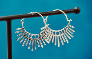 Sun & Moon Cosmic Silver Earrings, Witchy Jewellery, Sun and Moon Hoops, Hypoallergenic Wires and Gift Box Option