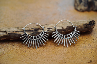 Sun & Moon Cosmic Silver Earrings, Witchy Jewellery, Sun and Moon Hoops, Hypoallergenic Wires and Gift Box Option