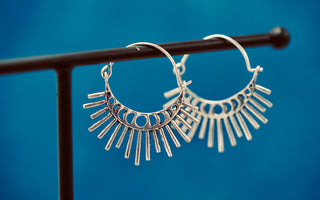 Sun & Moon Cosmic Silver Earrings, Witchy Jewellery, Sun and Moon Hoops, Hypoallergenic Wires and Gift Box Option