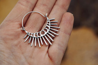 Sun & Moon Cosmic Silver Earrings, Witchy Jewellery, Sun and Moon Hoops, Hypoallergenic Wires and Gift Box Option