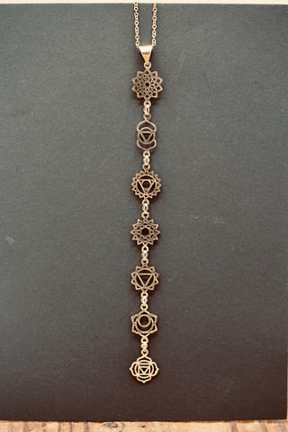 Gold Seven 7 Chakras Necklace / Gift Box / Gift For Her / Hypoallergenic / Yoga / / Boho / Hippie / Rustic / Ethnic