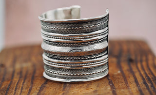 Large Silver Cuff Bracelet / Tribal / Mens Bracelet / Boho / Ethnic / Rustic / Bohemian / Hippie / Gypsy / Jewellery / Mens jewelery