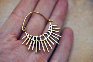 Sun & Moon Cosmic Brass Earrings, Witchy Jewellery, Sun and Moon Hoops,