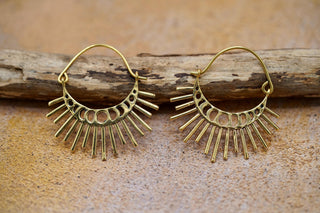 Sun & Moon Cosmic Brass Earrings, Witchy Jewellery, Sun and Moon Hoops,