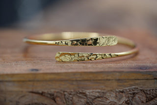 Gold Bangle for Women, Hammered Golden Brass Bracelet, Dainty Adjustable Bangle, Gift Box Option
