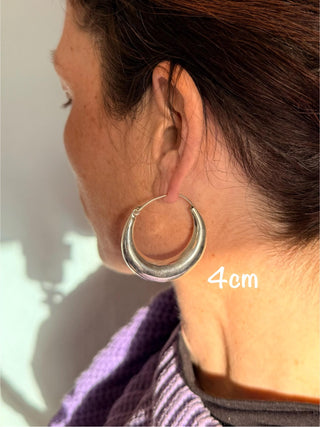 Chunky Silver Hoop Earrings / Thick Hoops / Ethnic / Boho / Unisex / Mens /