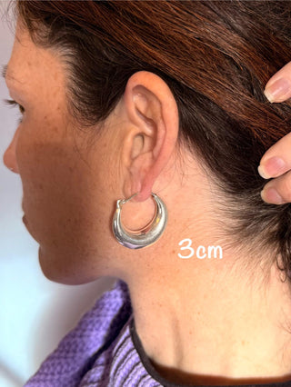 Chunky Silver Hoop Earrings / Thick Hoops / Ethnic / Boho / Unisex / Mens /