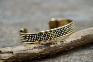 Boho Cuff Bracelet, Textured Beaded Brass Bracelet, Bohemian Jewellery Gift for Her