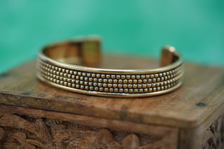 Boho Cuff Bracelet, Textured Beaded Brass Bracelet, Bohemian Jewellery Gift for Her