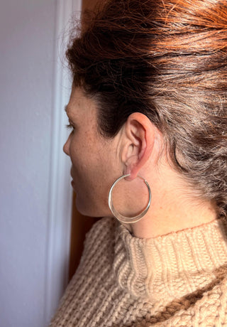 Rustic Silver Hoop Earrings / Boho Hoops / Ethnic Jewellery / Everyday Silver Earrings / Boho Classic / Bohemian Style / Gypsy