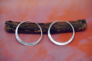 Rustic Silver Hoop Earrings / Boho Hoops / Ethnic Jewellery / Everyday Silver Earrings / Boho Classic / Bohemian Style / Gypsy