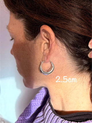 Chunky Silver Hoop Earrings / Thick Hoops / Ethnic / Boho / Unisex / Mens /