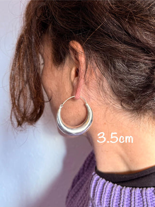 Chunky Silver Hoop Earrings / Thick Hoops / Ethnic / Boho / Unisex / Mens /