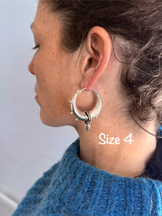 Tribal Chunky Silver Hoops; Ethnic / Boho / Unisex / Mens / Rustic / Psy / Gypsy / Spiral / Hippie / Bohemian / Festival / style