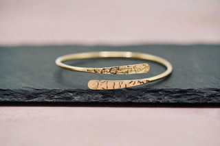 Gold Bangle for Women, Hammered Golden Brass Bracelet, Dainty Adjustable Bangle, Gift Box Option