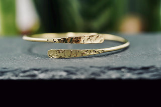 Gold Bangle for Women, Hammered Golden Brass Bracelet, Dainty Adjustable Bangle, Gift Box Option
