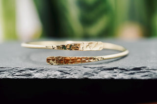 Gold Bangle for Women, Hammered Golden Brass Bracelet, Dainty Adjustable Bangle, Gift Box Option