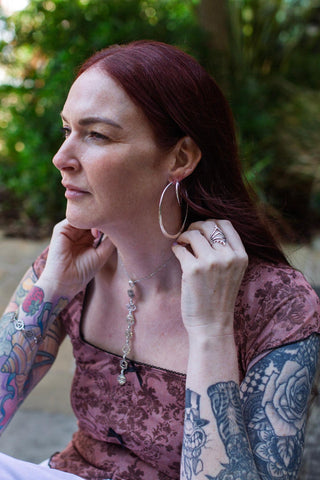 Hammered Flat Silver Hoop Earrings, Bohemian Hoops, Ethnic Jewellery, Everyday Silver Earrings
