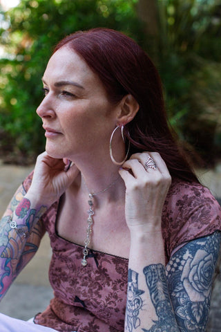 Hammered Flat Silver Hoop Earrings, Bohemian Hoops, Ethnic Jewellery, Everyday Silver Earrings