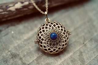 Bola Necklace Brass & Lapis Lazuli / Pregnancy / Harmony Ball / Chimes / Bell / Vegan / Ethnic / Boho / Tribasl / Hippie / Rustic / Vegan /