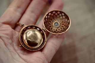 Gold Bola Necklace Brass & Labradorite / Pregnancy / Harmony Ball / Chimes / Vegan / Ethnic / Boho / Hippie / Rustic / Hypoallergenic