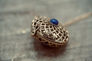 Bola Necklace Brass & Lapis Lazuli / Pregnancy / Harmony Ball / Chimes / Bell / Vegan / Ethnic / Boho / Tribasl / Hippie / Rustic / Vegan /