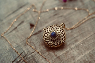 Bola Necklace Brass & Lapis Lazuli / Pregnancy / Harmony Ball / Chimes / Bell / Vegan / Ethnic / Boho / Tribasl / Hippie / Rustic / Vegan /