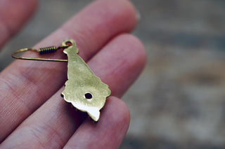 Boho Amethyst Dangle Earrings – Vintage Style Brass Dangle Earrings – Ethnic Tribal Jewellery – Purple Stone – Gift for Her