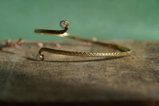 Brass Moonstone Arm Cuff Bracelet – Textured Gold Upper Arm Bracelet, Boho Goddess Jewellery, Adjustable Statement Arm Band, Festival