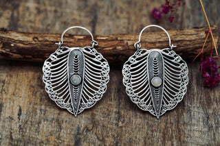 Statement Boho Silver Earrings Moonstone, Ethnic Jewellery, Bohemian Style