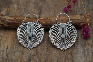 Statement Boho Silver Earrings Moonstone, Ethnic Jewellery, Bohemian Style