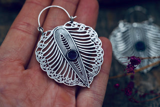 Statement Boho Silver Earrings Amethyst, Ethnic Jewellery, Bohemian Style