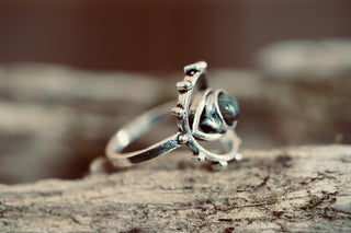 Labradorite Silver Eye Ring, Silver Plated Non Tarnish Ring, Boho Statement Ring, Evil Eye Inspired Ring, Gift for Her