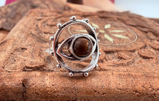 Tiger's Eye Silver Eye Ring, Silver Plated Non Tarnish Ring, Boho Statement Ring, Evil Eye Inspired Ring, Gift for Her
