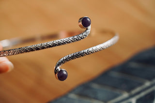 Silver Arm Cuff Bracelet Amethyst Stone – Textured Silver Upper Arm Bracelet, Boho Goddess Jewellery, Adjustable Statement Arm Band