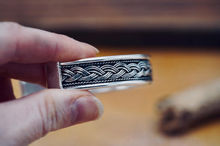 Silver Celtic Knot Cuff Bracelet, Bohemian Jewellery Gift for Her