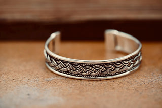 Silver Celtic Knot Cuff Bracelet, Bohemian Jewellery Gift for Her