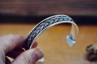Silver Celtic Knot Cuff Bracelet, Bohemian Jewellery Gift for Her