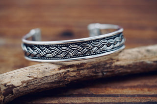Silver Celtic Knot Cuff Bracelet, Bohemian Jewellery Gift for Her