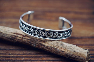 Silver Celtic Knot Cuff Bracelet, Bohemian Jewellery Gift for Her