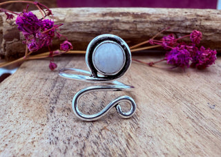 Boho Moonstone Silver Ring, Non Tarnish Jewellery Adjustable Silver Ring