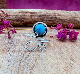 Boho Turquoise Silver Ring, Non Tarnish Jewellery Adjustable Silver Ring