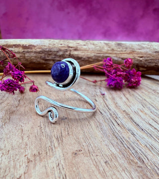Boho Lapis Lazuli Silver Ring, Non Tarnish Jewellery Adjustable Silver Ring