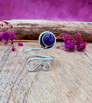 Boho Lapis Lazuli Silver Ring, Non Tarnish Jewellery Adjustable Silver Ring