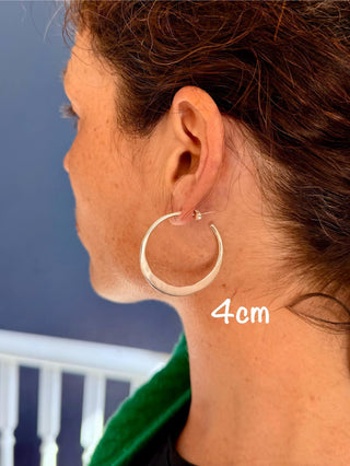 Hammered Flat Brass Hoop Earrings Butterfly Back, Irregular Brass Hoops, Ethnic Jewellery, Everyday Brass Earrings