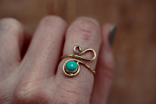 Boho Turquoise Brass Ring, Adjustable Brass Ring, Bohemian Women's Jewellery,