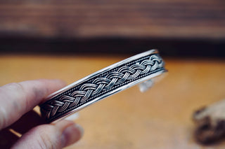 Silver Celtic Knot Cuff Bracelet, Bohemian Jewellery Gift for Her