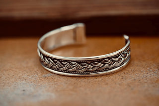 Silver Celtic Knot Cuff Bracelet, Bohemian Jewellery Gift for Her